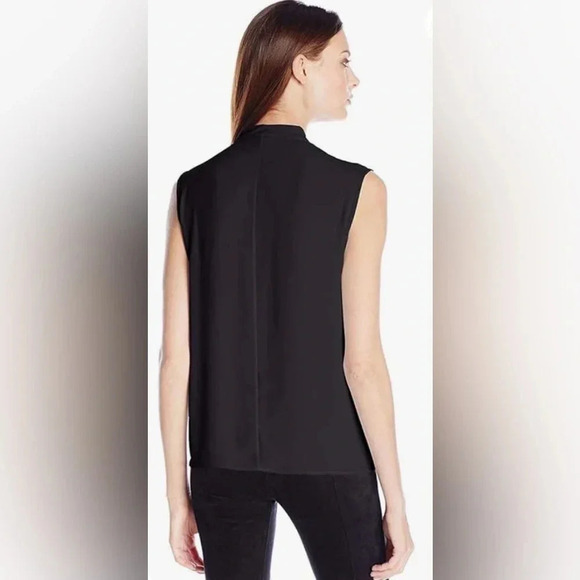 BCBGMAXAZRIA Raychel Short Sleeve Drape  Front Black Blouse Size Medium - Picture 2 of 11